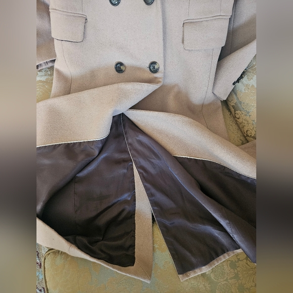 Mango Beige Double-Breasted 51% Wool Coat - Picture 13 of 16